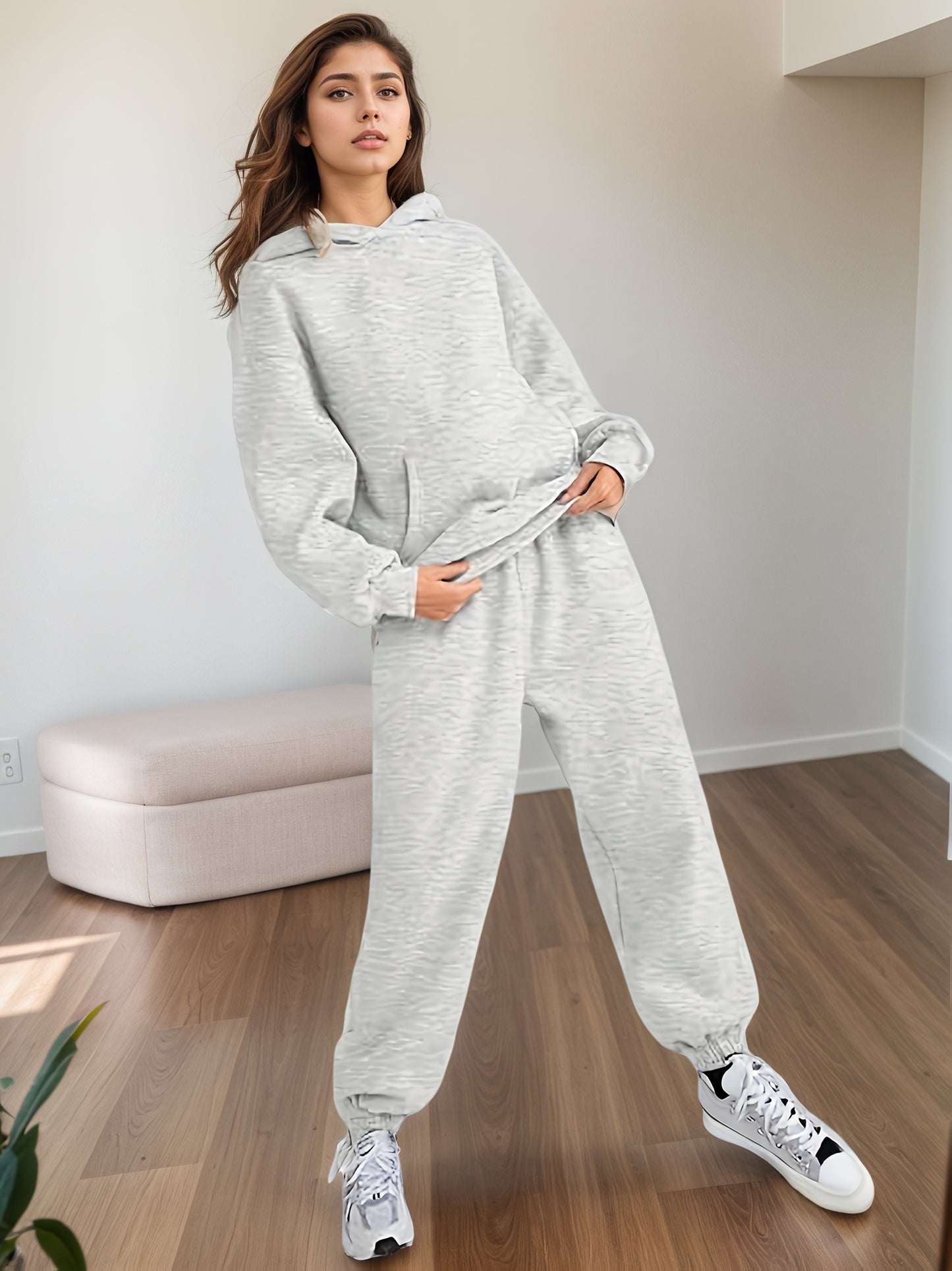 Oversized 2-Piece Lounge Hoodie & Sweatpants Set with Pockets for Women