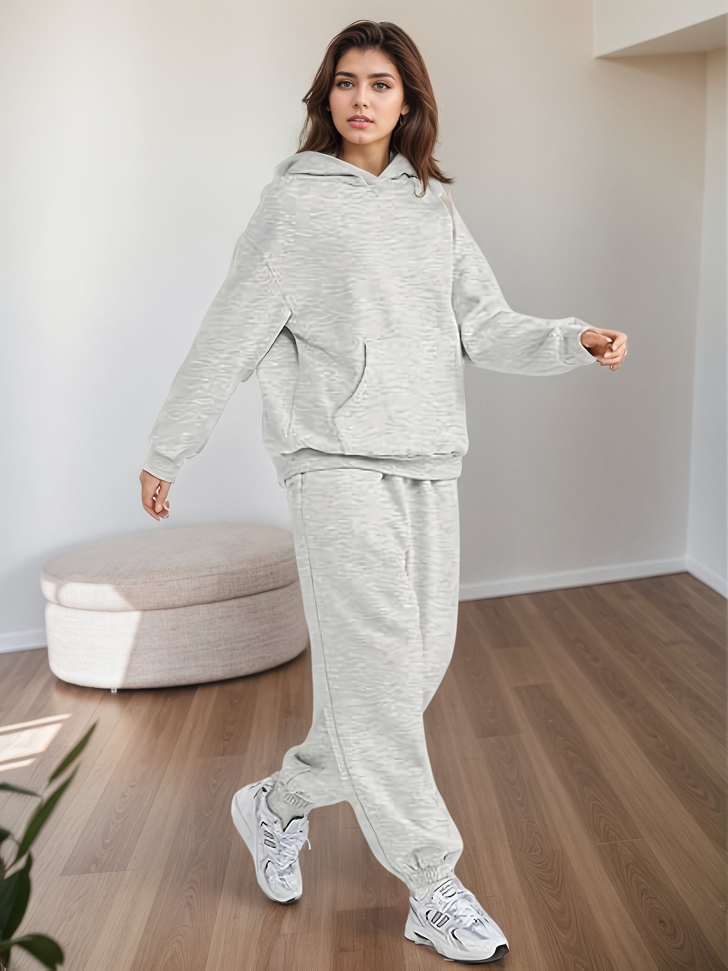 Oversized 2-Piece Lounge Hoodie & Sweatpants Set with Pockets for Women