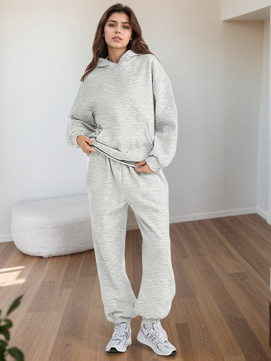 Oversized 2-Piece Lounge Hoodie & Sweatpants Set with Pockets for Women